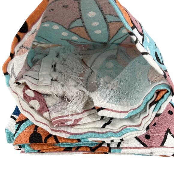 Tapestry Throw College Dorm Apartment 60in x 60 in Turquoise Coral New - Picture 13 of 14